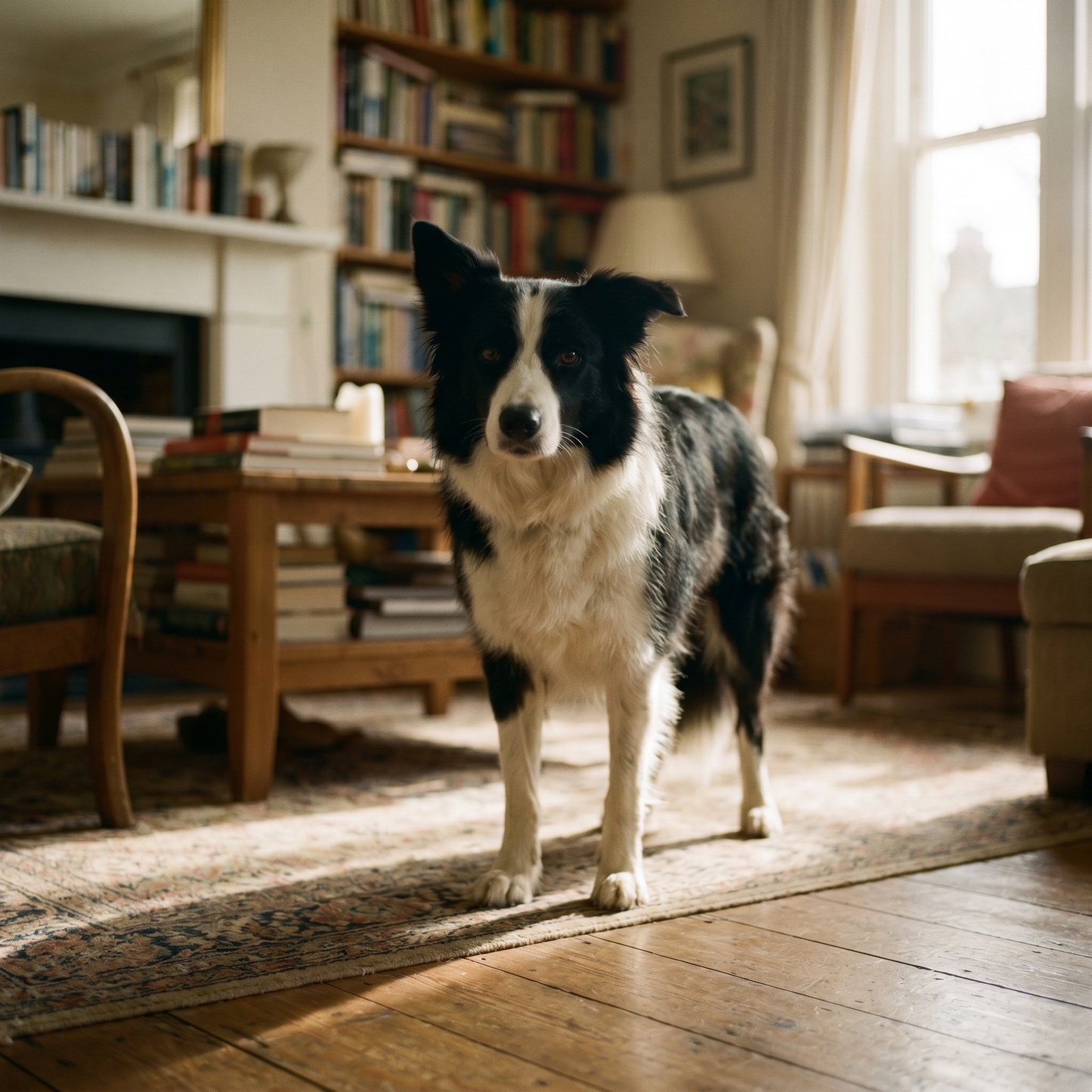 Calm Border Collie at home, force-free dog training Sydney - The Toe Beans Co