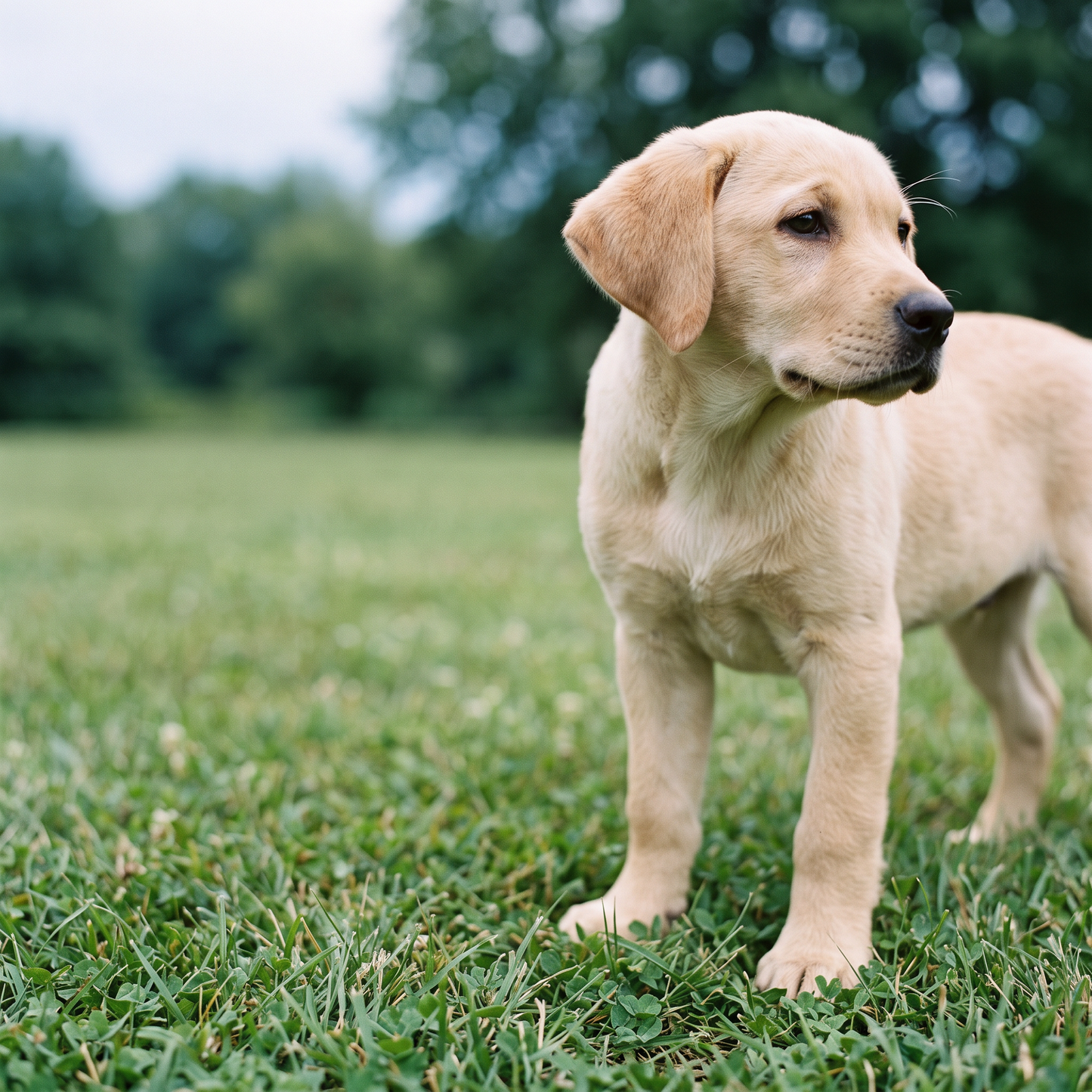 Labrador puppy on spring grass in a Sydney park, spring puppy Sydney, The Toe Beans Co