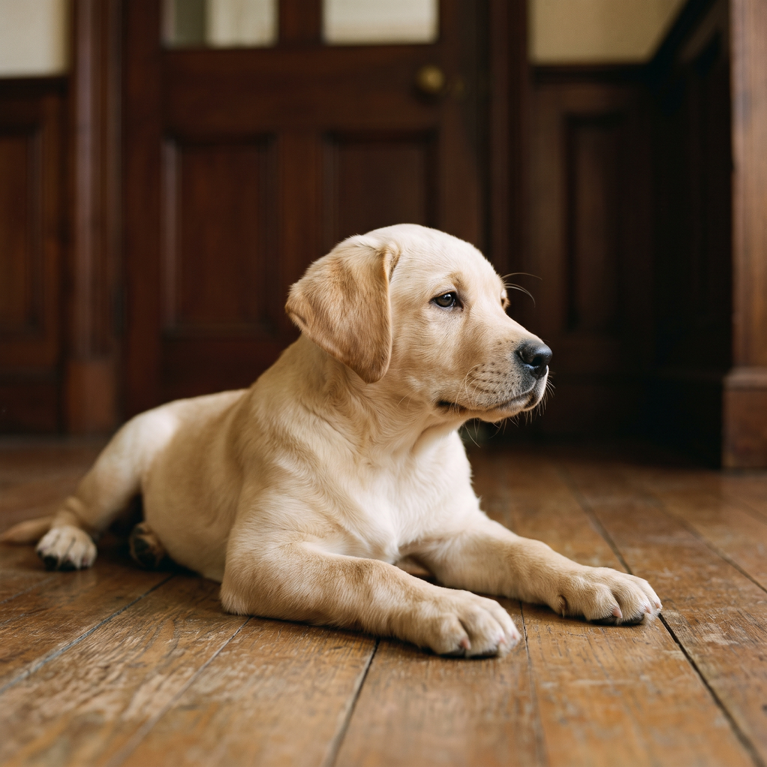 Labrador puppy settled in a prepared Sydney home after getting a puppy for Christmas