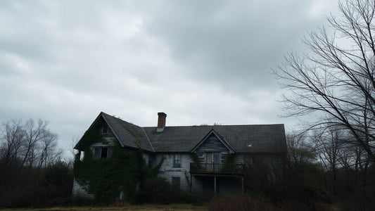 Creepy abandoned house with boarded windows