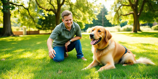 Happy dog and owner training outdoors in Double Bay.