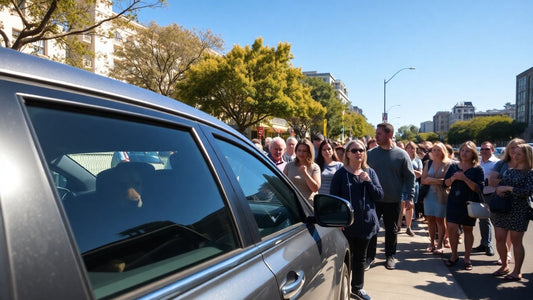 Crowd concerned about dog left in hot car Sydney