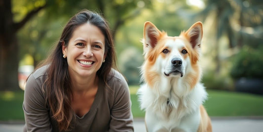 Bronte dog training happy owner with well-behaved dog.