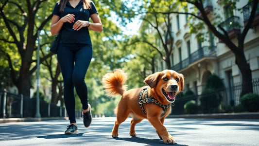 Dog walker with happy dog in Double Bay, Sydney