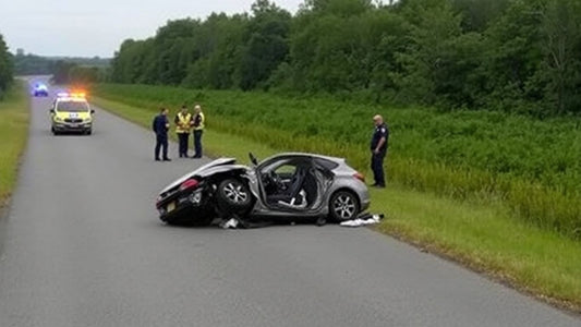 Car crash scene in regional NSW with emergency services.