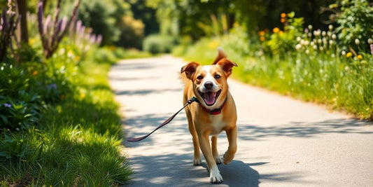 Happy dog walking happily in Bondi Junction.