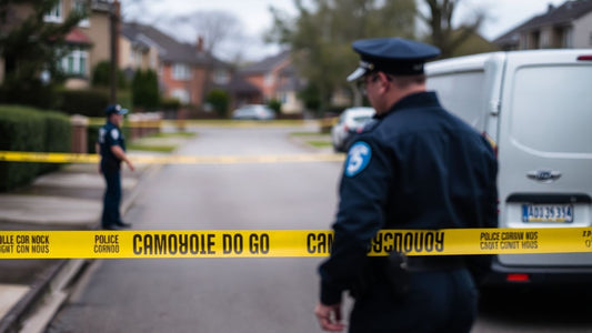 Police tape at scene of dog attack.