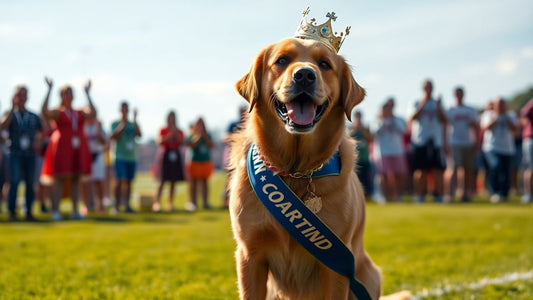 Top Dog winner with sash and crown.