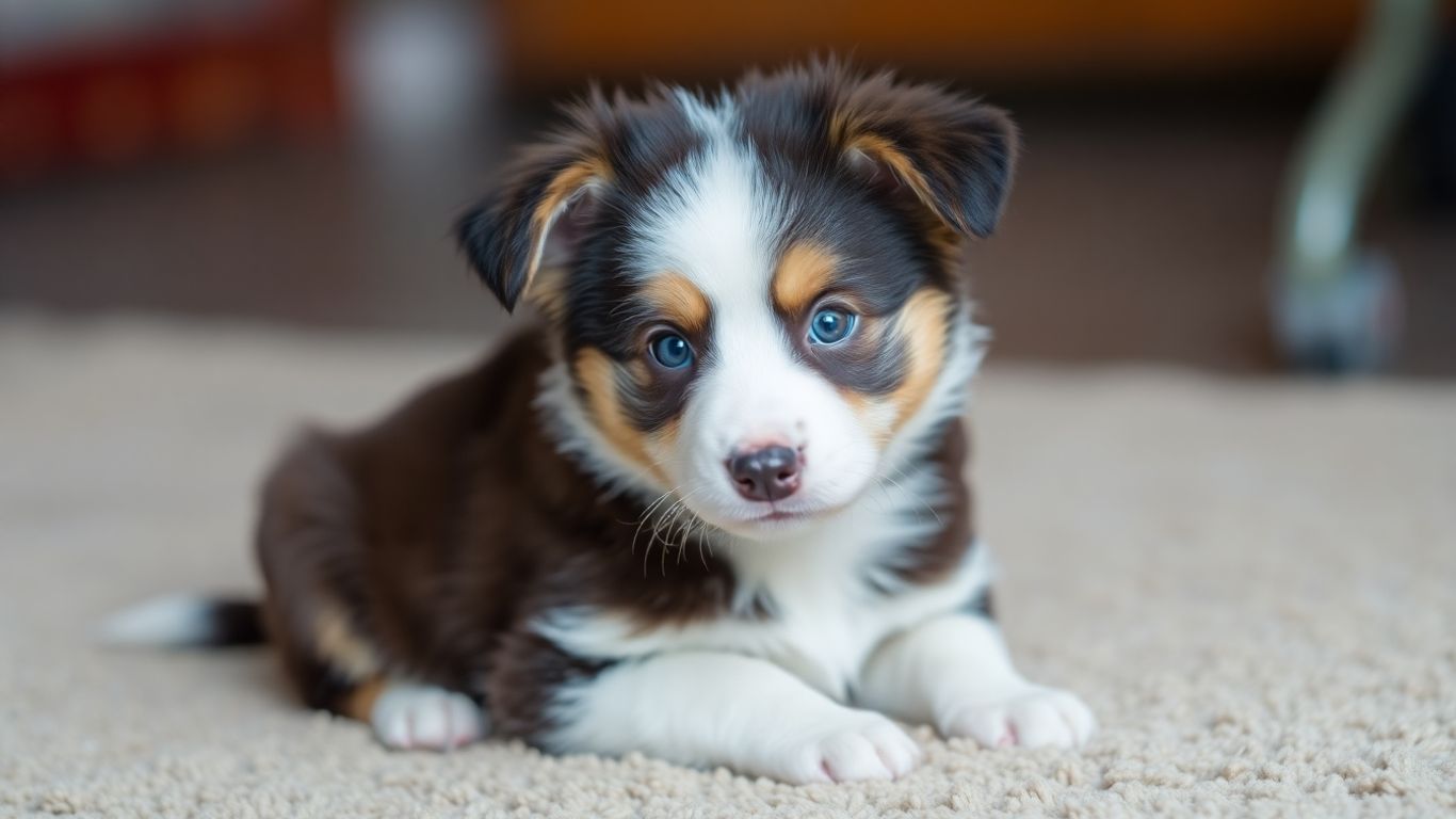 Cute Aussie puppy looking eager to learn training.