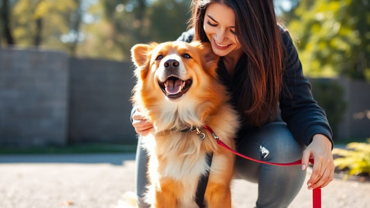 Dog and owner training outdoors with a leash.