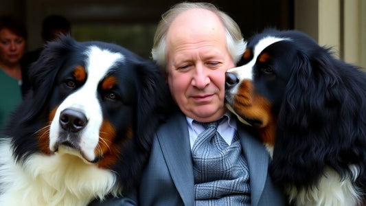 President Higgins with his Bernese Mountain Dogs