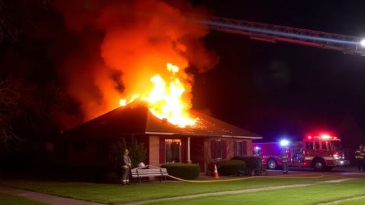 House fire in Corio, firefighters battling flames.