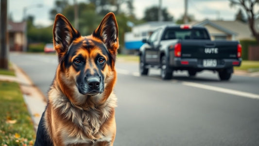 German Shepherd dog looking sad after ute theft